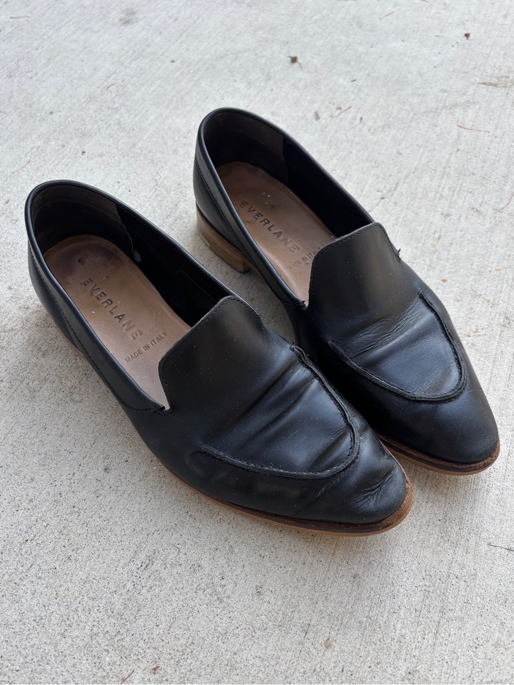 Everlane Black Italian Leather Pointed Toe Loafers